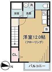 ヴィエンナ 2階ワンルームの間取り