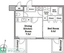 レジディア西新宿II 4階1DKの間取り