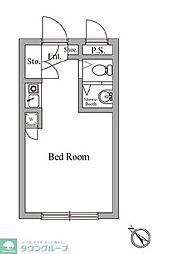 サンパレス中野坂上 2階ワンルームの間取り