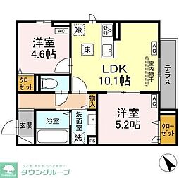 Maison　Cocoru 1階2LDKの間取り