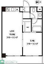 四谷デュープレックスD-R 1階1LDKの間取り