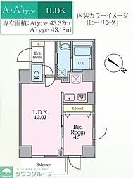 Luvast Yoyogi Park 1LDKの間取図画像
