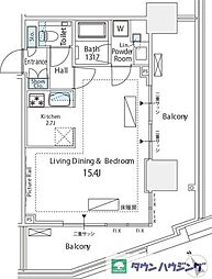 シティタワー新宿 1Kの間取図画像