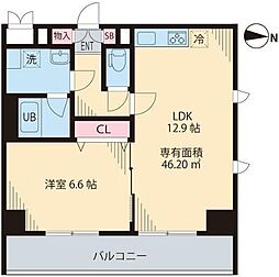 クレストヒル桃ケ丘 1LDKの間取図画像
