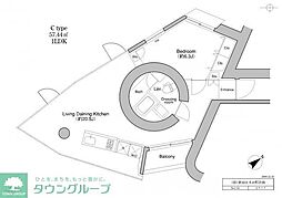 プラウドフラット新宿御苑 1LDKの間取図画像