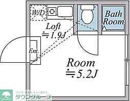 フェリスミエル ワンルームの間取図画像