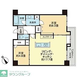 オープンレジデンシア代々木公園 2LDKの間取図画像