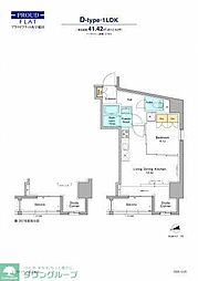 プラウドフラット西早稲田 1LDKの間取図画像