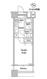 ファーストリアルタワー新宿 1Kの間取図画像