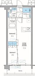 新宿区高田馬場3丁目マンション 2LDKの間取図画像