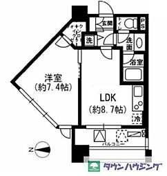レジディアイチガヤ 1LDKの間取図画像