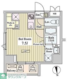 SK-ONE市ヶ谷 1Kの間取図画像