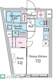 新宿区西新宿5丁目マンション 1DKの間取図画像