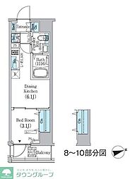 PrimeBliss東中野駅前 1DKの間取図画像