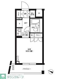 コスモリード駒沢大学 1Kの間取図画像