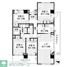 マーシュフィールド四番町 4LDKの間取図画像
