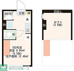 ＣＯＲＥ　ＳＴＹＬＥ板橋 1階ワンルームの間取り