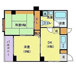 JR京浜東北・根岸線 王子駅 徒歩10分の賃貸マンション 3階2DKの間取り