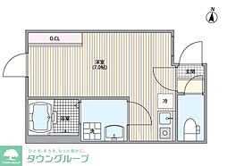 JR埼京線 十条駅 徒歩8分の賃貸アパート 1階ワンルームの間取り