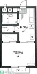 都営三田線 本蓮沼駅 徒歩14分の賃貸アパート 2階1Kの間取り