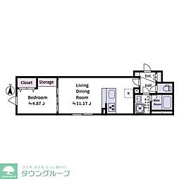 東武東上線 大山駅 徒歩7分の賃貸マンション 4階1LDKの間取り