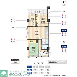 赤羽シティハイツ 3LDKの間取図画像