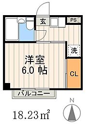 エステート田崎 1Kの間取図画像