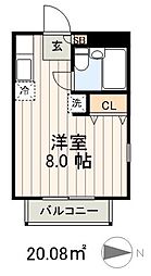 ウェストヒルズ ワンルームの間取図画像
