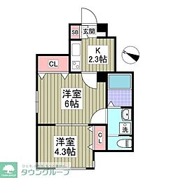 北区西が丘新築 2DKの間取図画像
