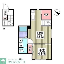 ヒルサイド西が丘 1Kの間取図画像