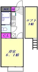 レオパレスBdyer 1Kの間取図画像