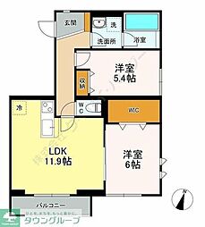 コルディアル飯塚 2LDKの間取図画像