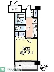 グランヴァン王子 1Kの間取図画像