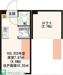 ハーモニーテラス中板橋3 ワンルームの間取図画像