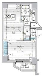 MAXIV浅草MIRAIS 9階1LDKの間取り