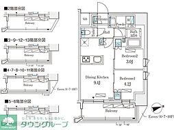 リビオメゾン御茶ノ水ＥＡＳＴ 4階2DKの間取り