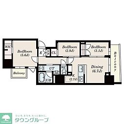 ＭＦＰＲコート日本橋馬喰町 6階3DKの間取り