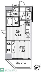 CAVANA浅草橋 9階1DKの間取り