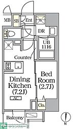 ボアビスタ上野御徒町 4階1DKの間取り
