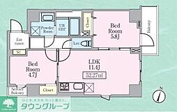 ＴＨＥ　ＲＯＯＭ 9階2LDKの間取り