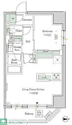 ワンルーフレジデンス新御徒町 6階1LDKの間取り