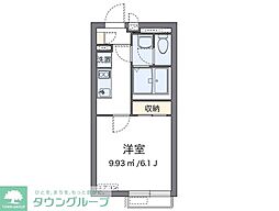クレイノフェリオ東日暮里 2階1Kの間取り