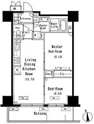 パークアクシス元浅草ステージ 11階2LDKの間取り