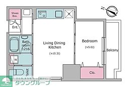 クロスレジデンス日本橋本町 11階1LDKの間取り