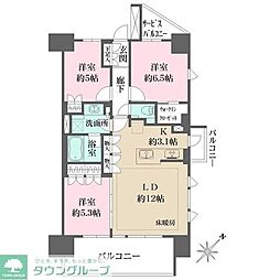 ルフォン蔵前ザ・レジデンス 8階3LDKの間取り