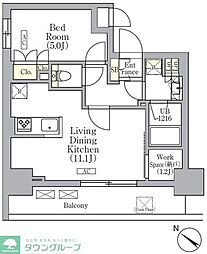 オルサス三ノ輪 1LDKの間取図画像