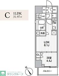 グランエール西日暮里NORTH 1LDKの間取図画像