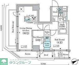 PrimeBliss蔵前 1LDKの間取図画像