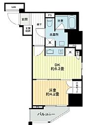 ライオンズ千代田岩本町ミレス 1DKの間取図画像