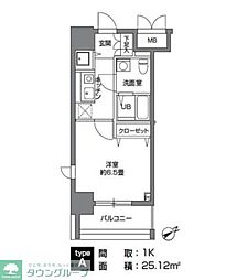 カスタリア三ノ輪 1Kの間取図画像